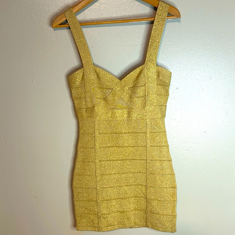 Runway Couture Metallic Mini Dress size medium in excellent condition